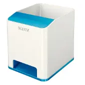 Leitz Stiftehalter WOW Sound, 1 Fach, Smartphone-Fach mit Soundverstärkung, weiß/blau