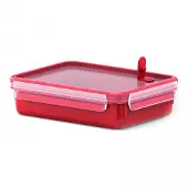 EMSA Mikrowellengeschirr Clip & Micro, rot, aus Kunststoff, Dose eckig, mit Dampfventil, 1,2 Liter