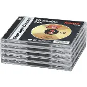 Hama CD Double Jewel Case Standard, Pack 5, 2 Disks, Transparent