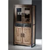 SIT Möbel PANAMA Vitrine Metall/Akazie gebeizt und geölt und Gebrauchsspuren
