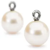 Trollbeads Silver 925 Earring White Pearl Round Drops Sterling Silver No Gemstone Sterling Silver No Gemstone