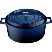 WAS Germany LAVA Kochtopf mit Deckel aus emailliertem Gusseisen Blau mit 2,8 Liter
