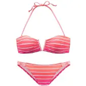 Venice beach Bandeau-Bikini mit herausnehmbaren Cups, abnehmbare Träger, mit seitlichen Stäbchen