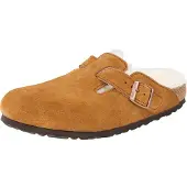 Birkenstock für Damen. 1001141 Clogs aus Leder Boston mit Lammfell (Schmale Passform) braun (40), Wohnung, Keine, Lässig
