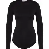 Falke Fine Cotton Damen Body, XS, Schwarz, Uni, Baumwolle