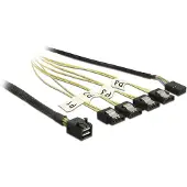 DeLOCK 1m, Mini SAS HD SFF-8643/4xSATA 7p, 1 m, Mini SAS HD SFF-8643, 4 x SATA 7p, Männlich/Weiblich, Schwarz, Silber, Gelb