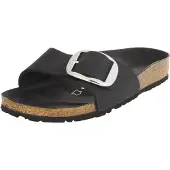 Birkenstock Madrid Big Buckle schwarz schmale Weite geöltes Nubukleder - Größe: 38