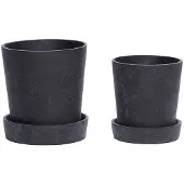 Hubsch Interior - Pflanztopf mit Untersetzer, klein / schwarz (2er-Set)