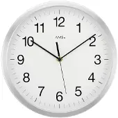 AMS 5524 Wanduhr Funk Funkwanduhr analog silbern rund