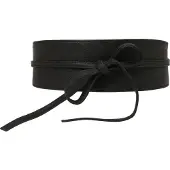 Pieces Vibs Leather Tie Waist Belt Schwarz 75 cm Frau