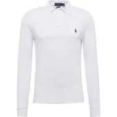 Ralph Lauren für Herren. 710681126001 Langärmeliges weißes Slim Fit Piqué-Poloshirt, weiß (S), Lässig, Baumwolle, Langarm