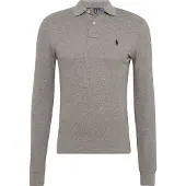 Ralph Lauren für Herren. 710681126003 Langärmeliges Piqué-Poloshirt in schmaler Passform Grau (M), Lässig, Baumwolle, Langarm