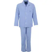 Ralph Lauren für Herren. 714514095001 Langer Schlafanzug aus Popeline mit blauen Vichy-Karos (XXL), Heimtextilien, Baumwolle, Langarm
