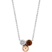 Ti sento Collier braun mit Muschelkernperle und Zirkonia bicolor 3909PR/42