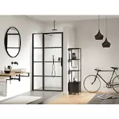 Sealskin SOHO Drehtür mit festem Paneel links inkl. Antikalk 100x210cm schwarz