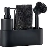 Zone Denmark Geschirrspülset Silikon/Keramik schwarz 4teilig, Geschirrspül-Set, Pumpenflasche, Keramik, Schwarz, Schwarz, Silikon