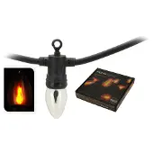 ECD-Germany LED Lichterkette Flammeneffekt 360 cm mit 10 Glühbirnen in Warmweiß, E14 Fassung, Strom IP44 Innen/Außen Deko Beleuchtung für Weihnachten
