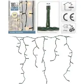 ECD-Germany LED Lichtervorhang 6m mit 180 LEDs Warmweiß, Eiszapfen Lichterkette LED Lichterkettenvorhang Weihnachten Innen/Außen Weihnachtsbeleuchtung