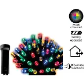 Kaemingk Lumineo Durawise Lichterkette Basic Twinkle 96 LED bunt außen 7,1 m batteriebetrieben schwarz