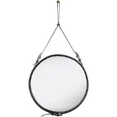 Gubi Adnet Spiegel Circular Ø58 Black Leather - , Schwarz, Glas
