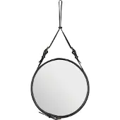 Gubi Adnet Spiegel Circular Ø45 Black Leather - , Schwarz, Glas