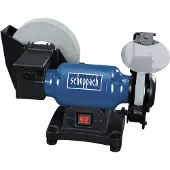 Scheppach Profi Nassschleifer Trockenschleifer BG200W mit Induktionsmotor | 250W - Ø200mm Schleifstein | Funkenschutz | Werkstückauflage | Wassertank