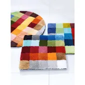 Kleine wolke Badematte "Cubetto", rutschhemmend beschichtet, fußbodenheizungsgeeignet, Badteppich, modernes Karo Muster, rechteckig & rund erhältlich