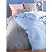 Elegante Halbleinen Bettwäsche Uni Breeze 135x200 cm + 80x80 cm Silber