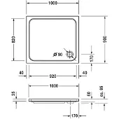 Duravit Duschwanne D-Code 1000 x 900 x 85 mm wei glatt 720107000000000