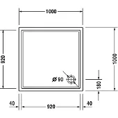 Duravit Quadrat-Duschwanne SLIMLINE STARCK 1000 x 1000 x 50 mm weiß