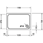 Duravit Rechteck-Duschwanne D-CODE mit Antislip, weiss 1100x750x85mm