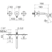 Dornbracht 36712809-00 WT-Wandbatt. ohne Ablaufgarnitur VAIA