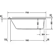 Duravit Badewanne Starck 170 x 75 x 48 cm 1 Rückenschräge, Einbauversion, weiß, 700335000000000