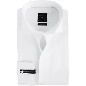 Profuomo Herren Hemden Fine Twill - Slim Fit - Non Iron Extra Long Sleeve - Wit - Größe 45