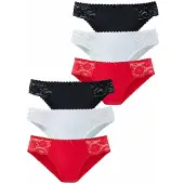 Petite fleur Jazz-Pants Slips mehrfarbig Gr. 32/34 für Damen. Mit Spitze, Schleife. Körpernah. Nachhaltig.