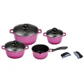 King Topf-Set , lila (violett), Töpfe, Topf-Set, mit gratis Henkelpads, Induktion