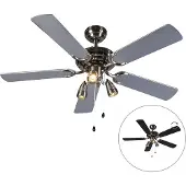 QAZQA Deckenventilator Stahl 110cm 3-Leuchten mit Zugkordel - Mistral