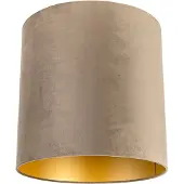 QAZQA Samt Lampenschirm Taupe 40/40/40 mit goldener Innenseite