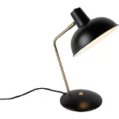 QAZQA Retro Tischlampe schwarz mit Bronze - Milou