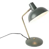 QAZQA - Modern Retro Tischlampe grün mit Bronze - Milou I Wohnzimmer I Schlafzimmer - Stahl Rund - LED geeignet E14