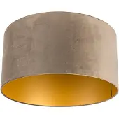 QAZQA Samt Lampenschirm Taupe 50/50/25 mit goldener Innenseite