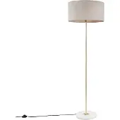 QAZQA Messing Stehlampe mit grauem Schirm 50 cm - Kaso