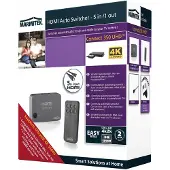 Marmitek HDMI Switch 4K - Connect 350 UHD - 5 ein / 1 aus - Ultra HD 60Hz - Automatische Umschaltung zwischen HDMI Quellen - HDCP 2.2 - HDMI Schalter - 3840 x 2160 - HDR 4K60