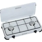 Firefriend Campingkocher KO-6382 - Campingkocher 2 Brenner - Gaskocher mit Edelstahlbrenner - Weiß