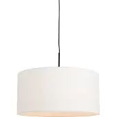 QAZQA Moderne Hängelampe schwarz mit weißem Schirm 50 cm - Combi 1