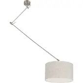 QAZQA - Modern Hängelampe I Pendellampe I Pendelleuchte Stahl I Silber I nickel matt mit Schirm 35 cm grau verstellbar - Blitz I I Wohnzimmer I Schlafzimmer - Stahl Rund - LED geeignet E27