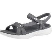 SKECHERS Damen Knöchelriemchen Sandalen, Charcoal Textile Trim, 41 EU