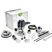 Festool OF 1400 EBQ-PLUS Oberfräse 1400W 70mm Hub ( 574398 ) + Zubehör + Box-OF-S 8/10x HW Fräser Box 10 tlg. + Systainer