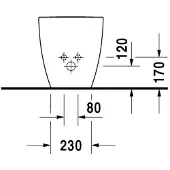 Duravit Stand-Bidet HAPPY D.2 BACK-TO-WALL m ÜL HLB 365x570mm 1 Hahnloch weiß WG weiß