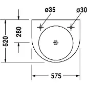 Duravit Waschtisch ARCHITEC VITAL MED o ÜL m HLB 575x520mm 1 HL re we